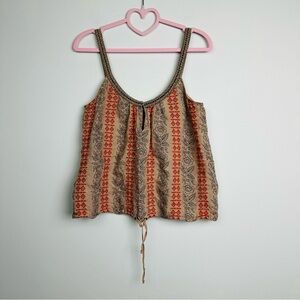 Free People Red and Tan Boho Patterned Camisole Size Small